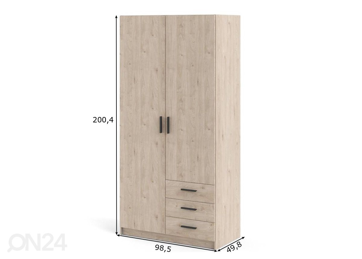 Vaatekaappi Sprint 98,5 cm kuvasuurennos mitat