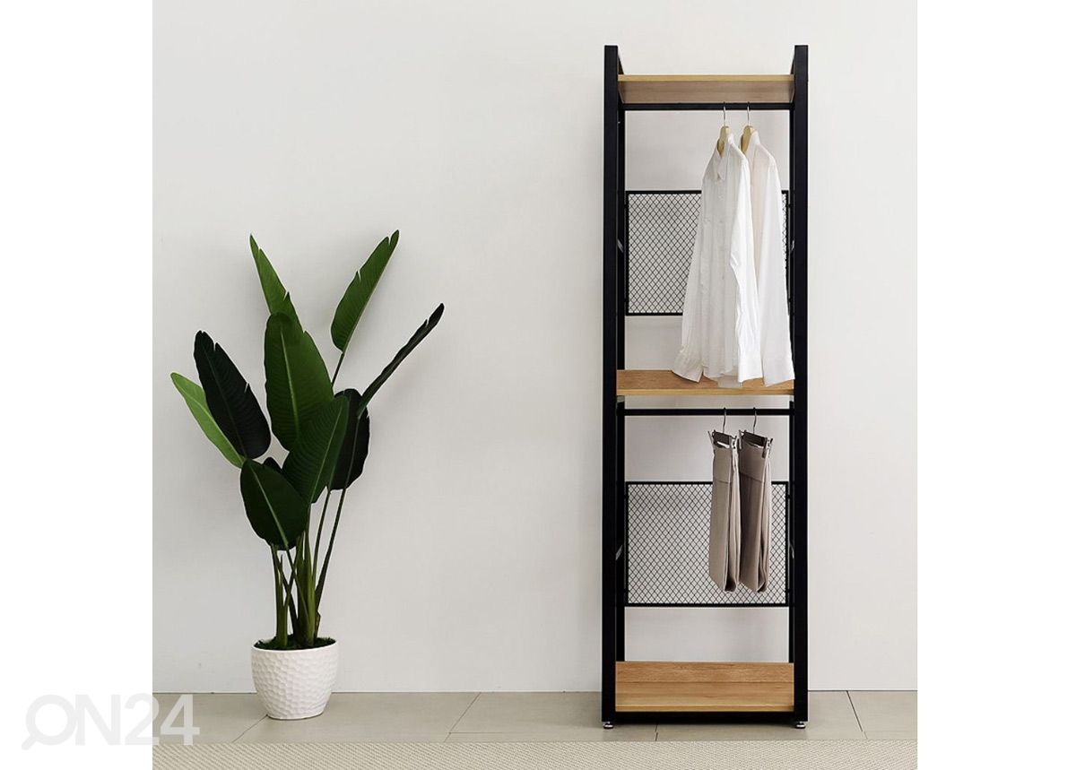 Vaatekaappijärjestelmä (4 hyllyä + 2 tankoa) 60x200 cm kuvasuurennos