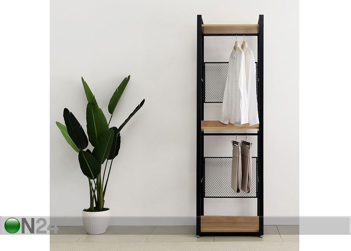 Vaatekaappijärjestelmä 60x200 cm (4 hyllyä + 2 tankoa) kuvasuurennos
