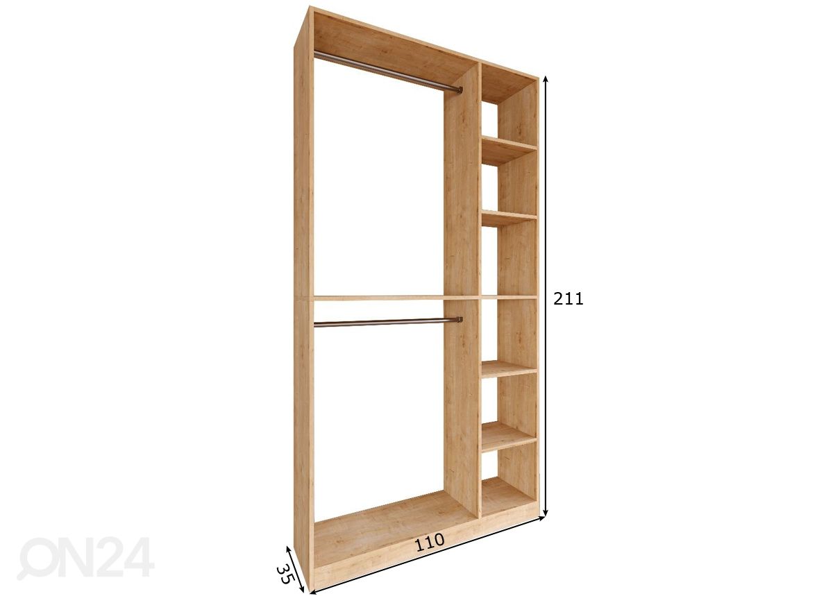 Vaatekaappijärjestelmä Palosa XL 110 cm kuvasuurennos mitat