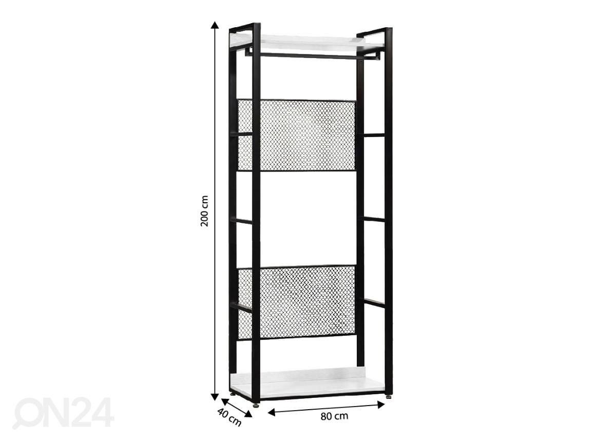 Vaatekaappijärjestelmän runko 80 cm kuvasuurennos mitat