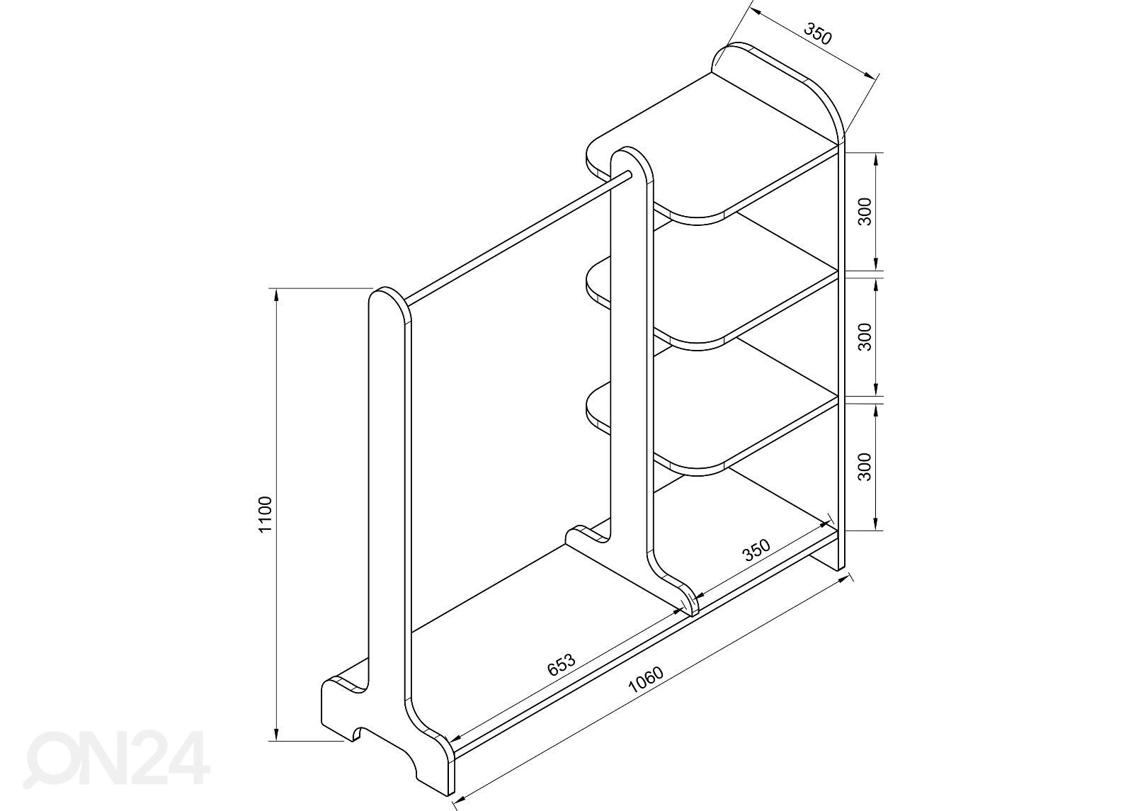 Vaatenaulakko / vaaterekki hyllyllä Lempu 106 cm kuvasuurennos mitat