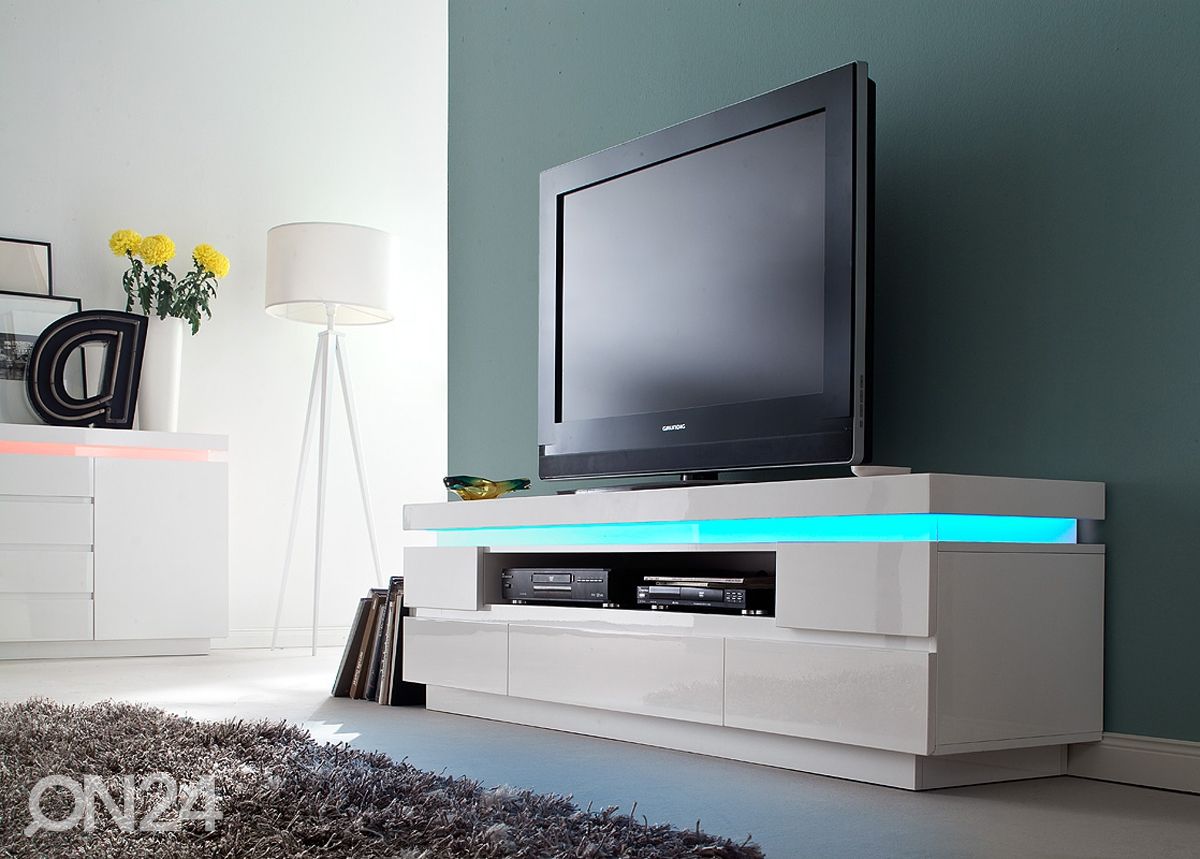 Valkoinen TV-taso Ocean LED-valaistuksella kuvasuurennos