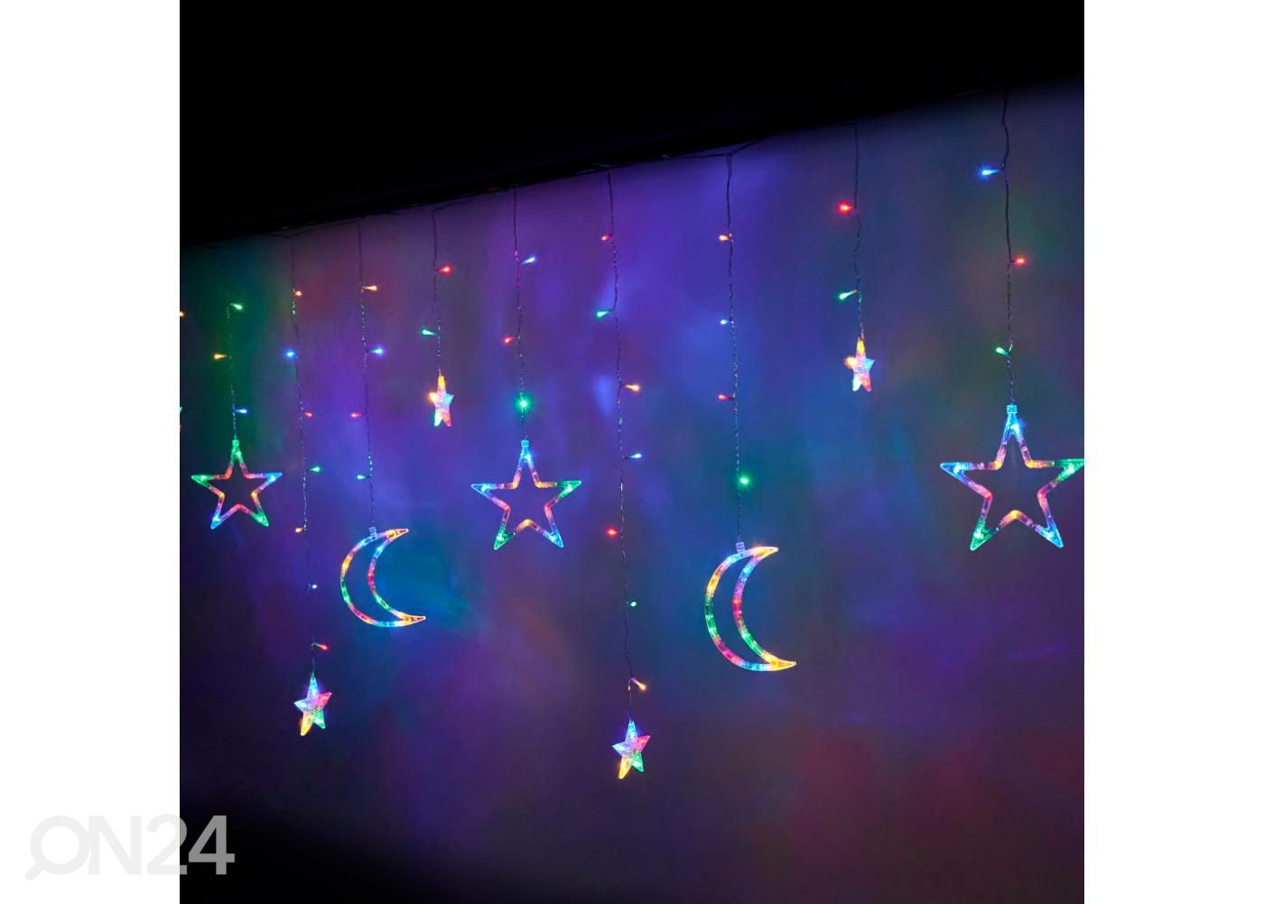 Valoverho Kuu ja Tähdet 2.5 m 138LED monivärinen kuvasuurennos