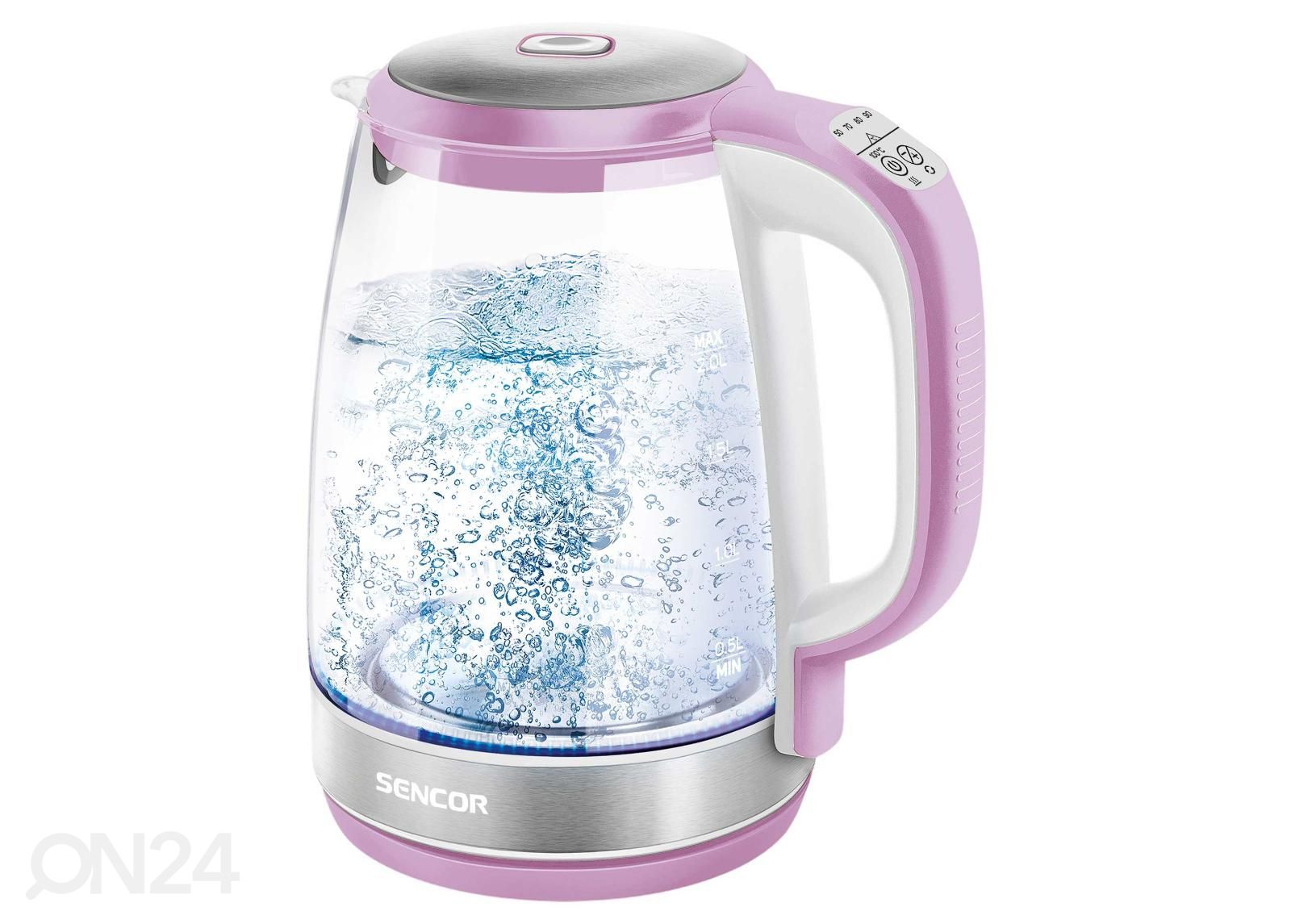 Vedenkeitin lasikuorella Sencor 2 L SWK2198RS, vaaleanpunainen kuvasuurennos
