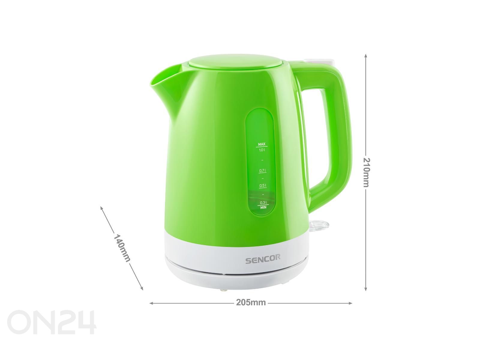 Vedenkeitin Sencor 1 L SWK1021GR, vihreä kuvasuurennos mitat
