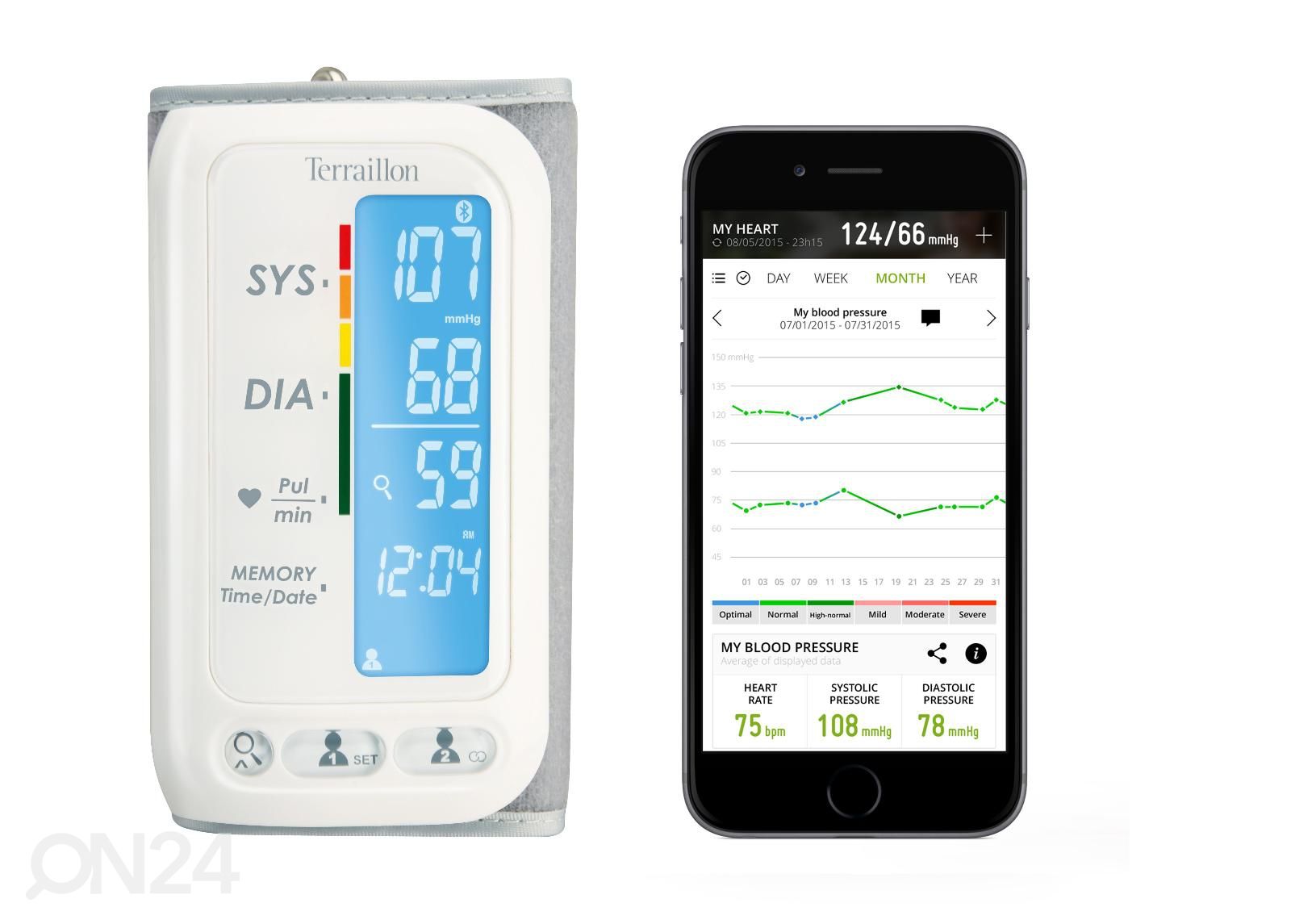 Verenpainemittari Bluetooth Tensiosmart Terraillonilla kuvasuurennos