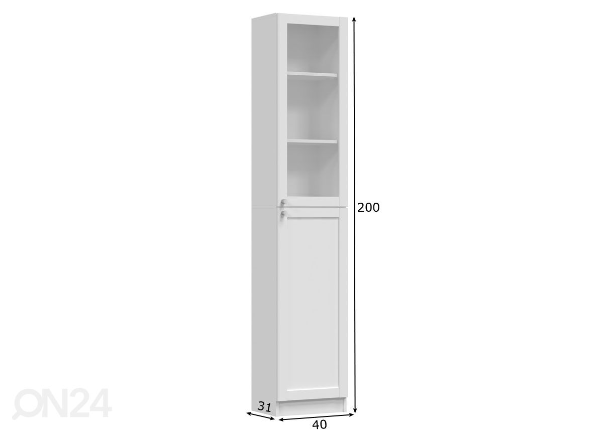 Vitriinikaappi 40 cm kuvasuurennos mitat