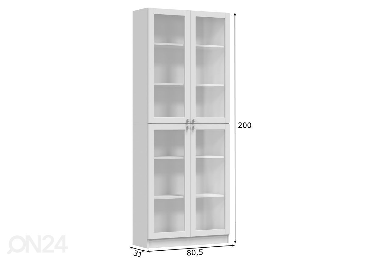 Vitriinikaappi 80 cm kuvasuurennos mitat