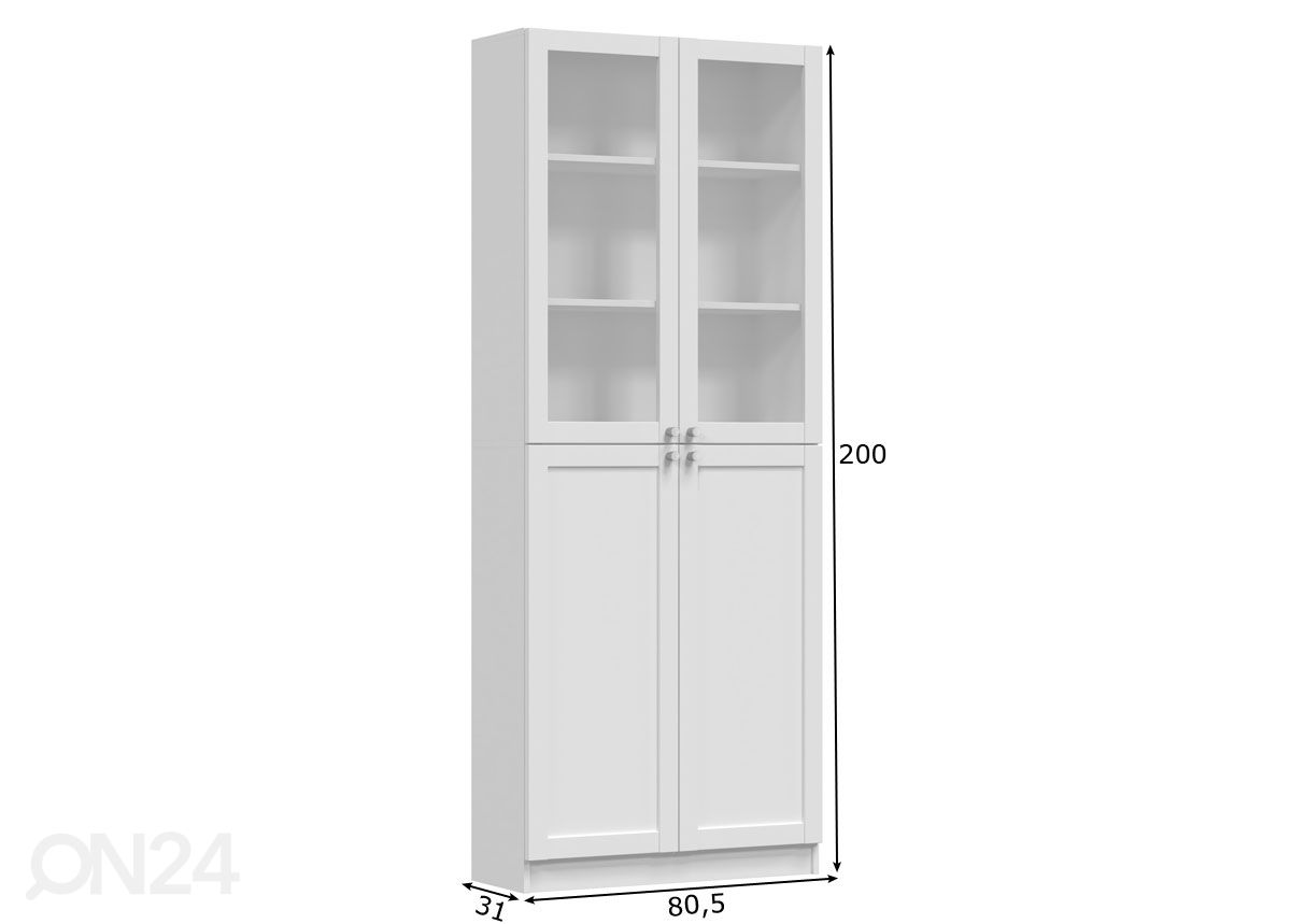 Vitriinikaappi 80 cm kuvasuurennos mitat