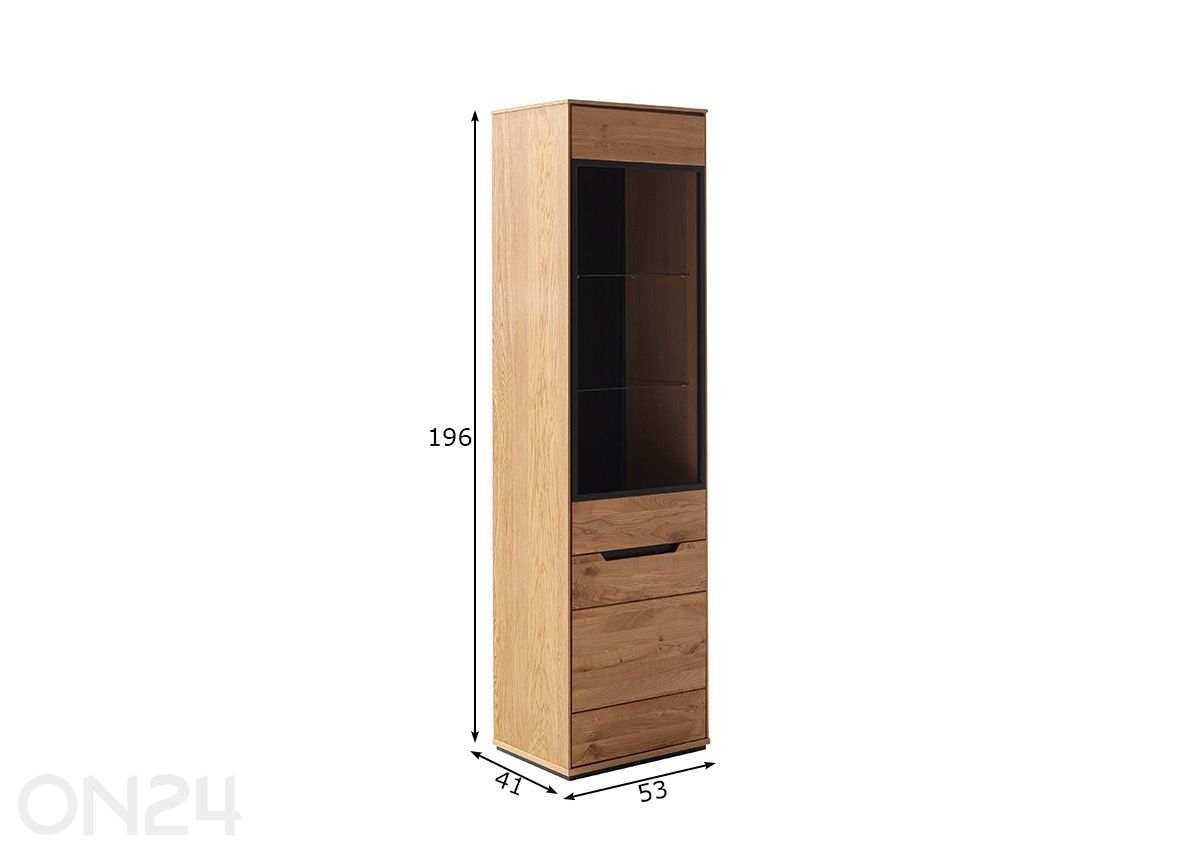 Vitriinikaappi Araya 53 cm kuvasuurennos mitat
