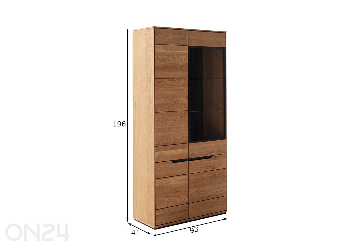 Vitriinikaappi Araya 93 cm kuvasuurennos mitat