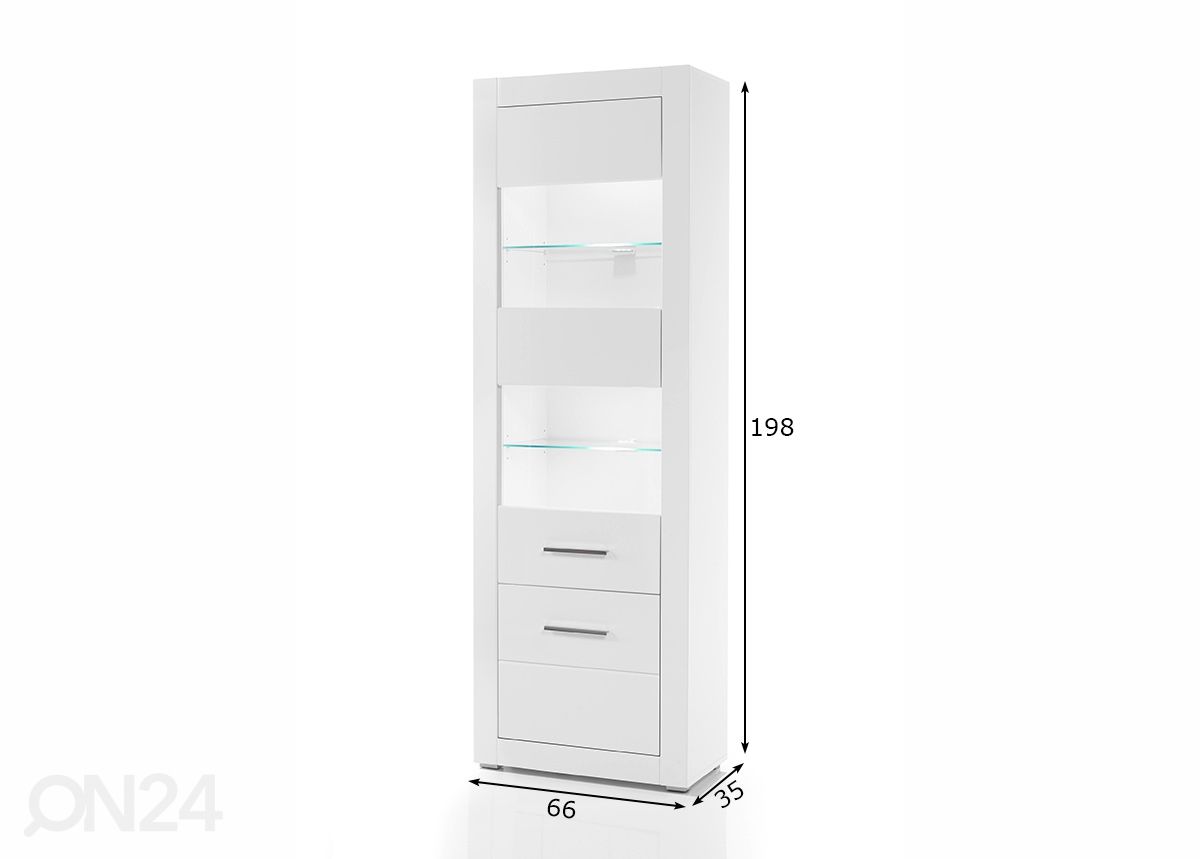 Vitriinikaappi Bianco kuvasuurennos mitat
