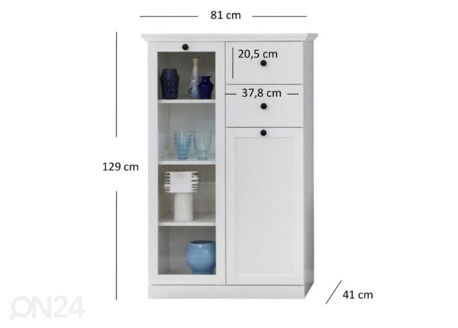 Vitriinikaappi Brandson 81 cm kuvasuurennos mitat