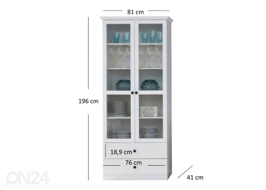 Vitriinikaappi Brandson 81 cm kuvasuurennos mitat