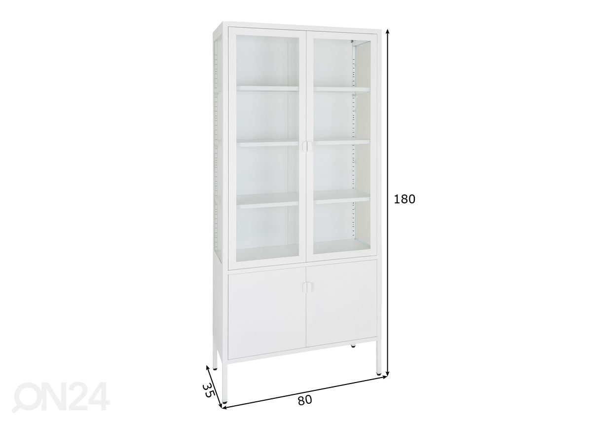 Vitriinikaappi Bunbury 80 cm kuvasuurennos mitat