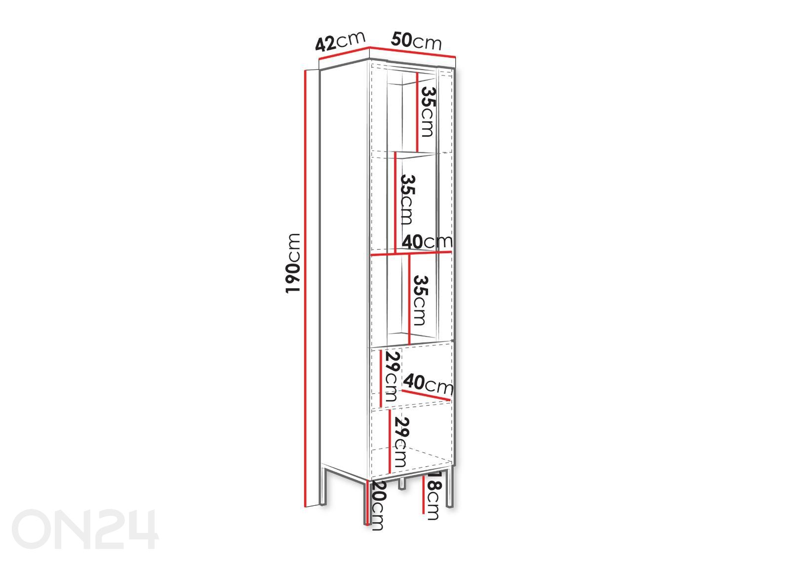 Vitriinikaappi Como 50 cm kuvasuurennos mitat