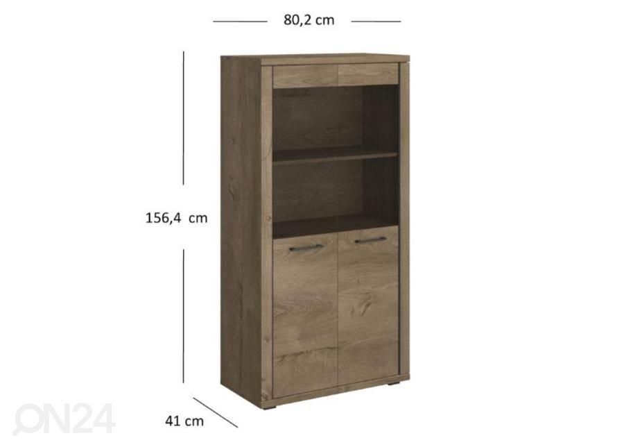 Vitriinikaappi Cordan 80 cm kuvasuurennos mitat