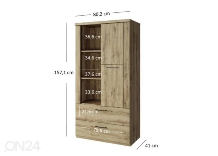 Vitriinikaappi Doorset kuvasuurennos mitat