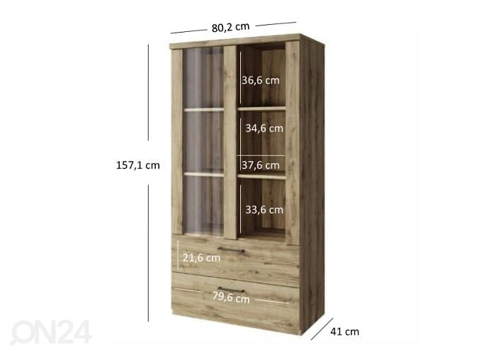 Vitriinikaappi Doorset kuvasuurennos mitat