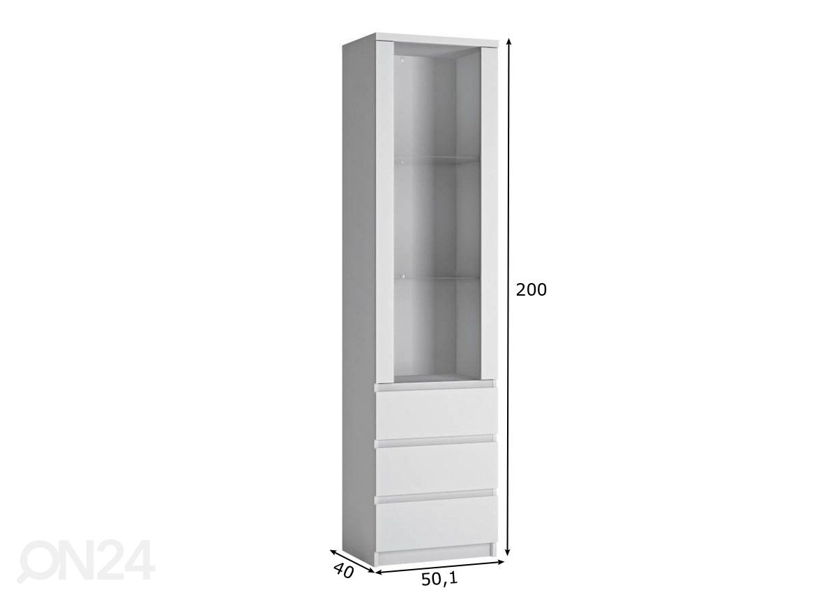 Vitriinikaappi Fribo 50 cm kuvasuurennos mitat