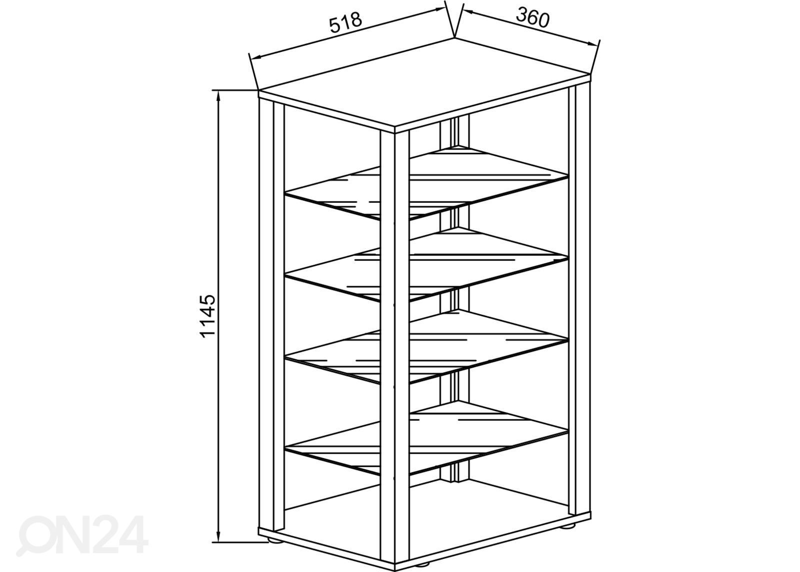 Vitriinikaappi Glasol 4 52 cm kuvasuurennos mitat