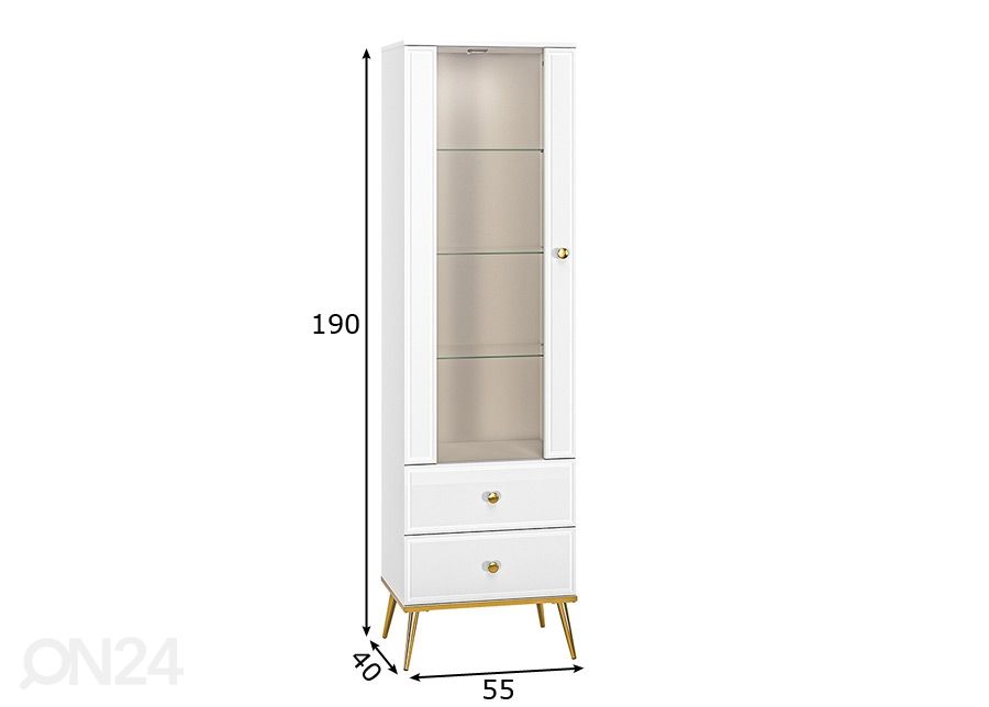 Vitriinikaappi Gloss 55 cm kuvasuurennos mitat