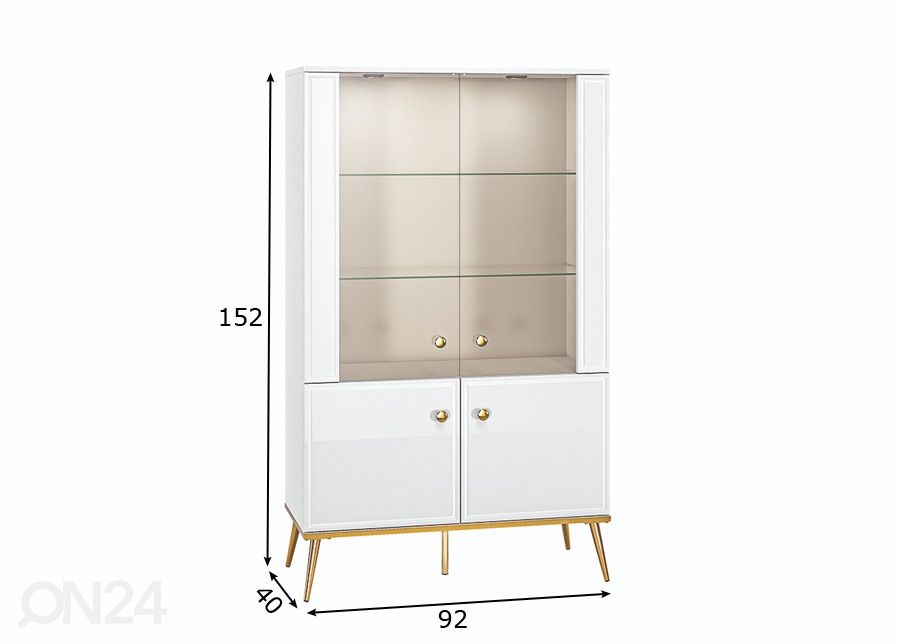 Vitriinikaappi Gloss 92 cm kuvasuurennos mitat