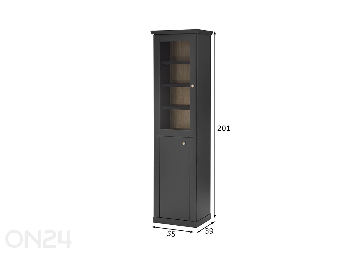 Vitriinikaappi Lincoln 55 cm kuvasuurennos mitat