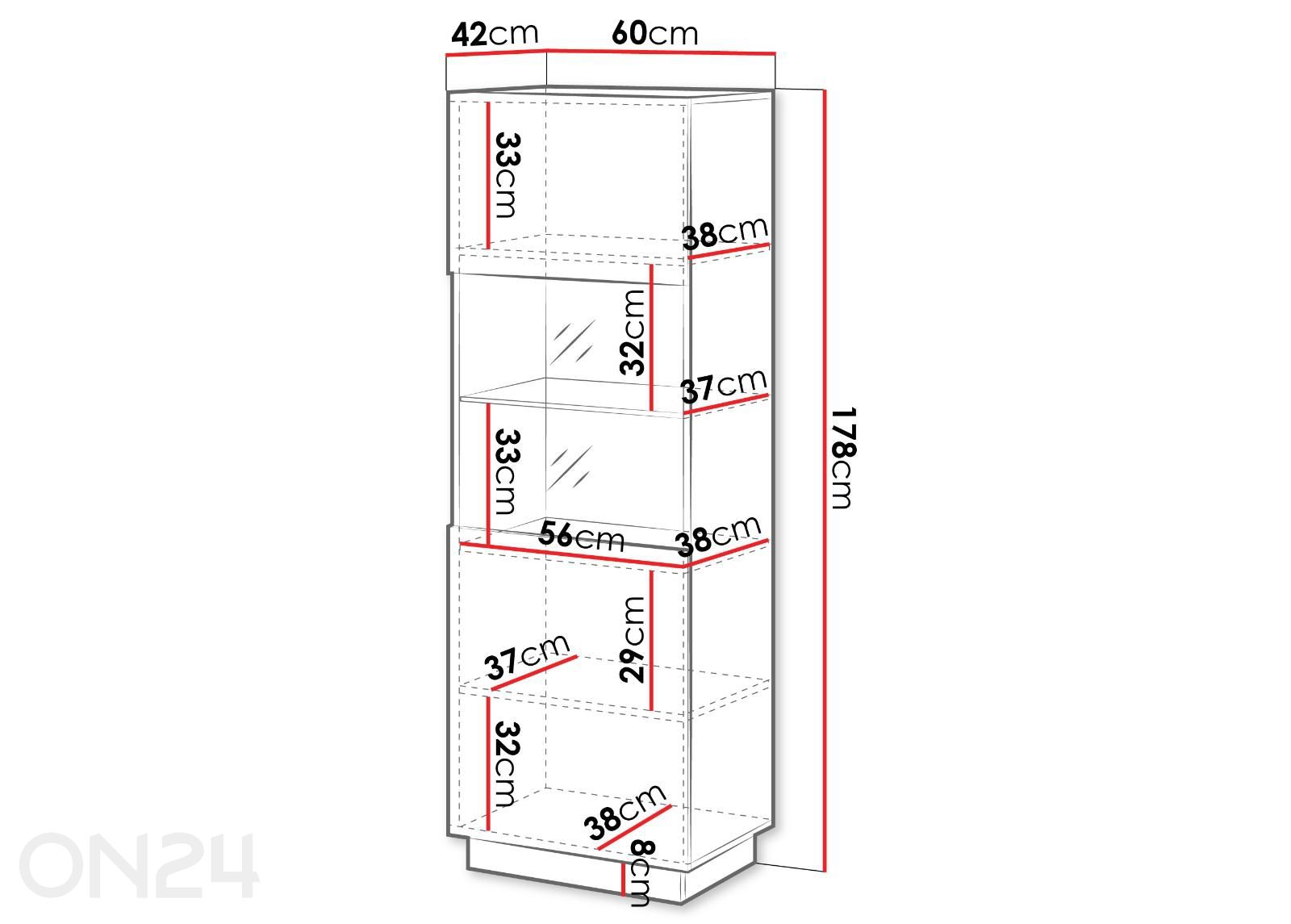 Vitriinikaappi Liverti kuvasuurennos mitat