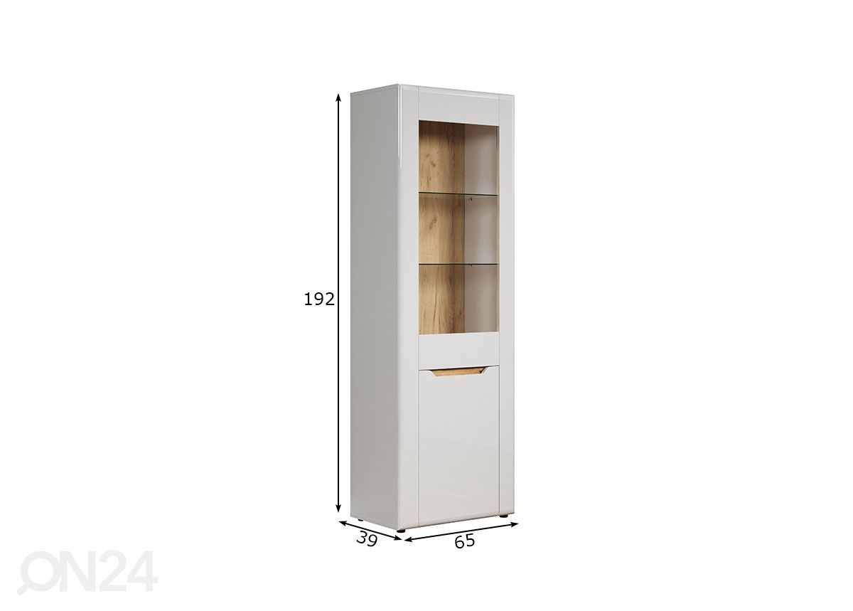 Vitriinikaappi Marlon 65 cm kuvasuurennos mitat