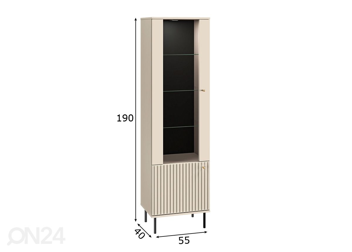 Vitriinikaappi Melanie 55 cm kuvasuurennos mitat