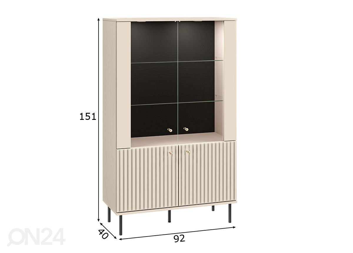 Vitriinikaappi Melanie 92 cm kuvasuurennos mitat