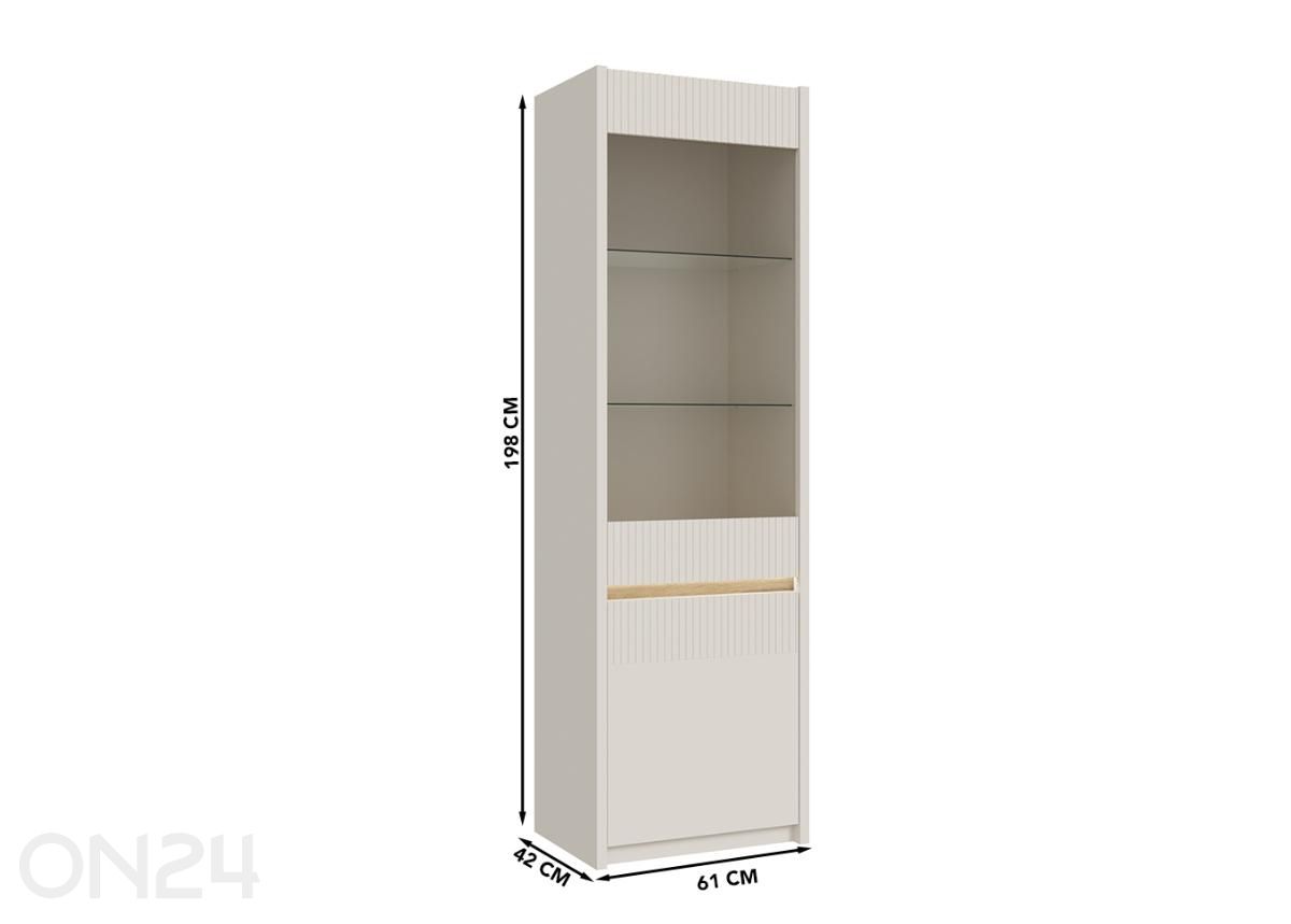 Vitriinikaappi Oak Squere kuvasuurennos mitat