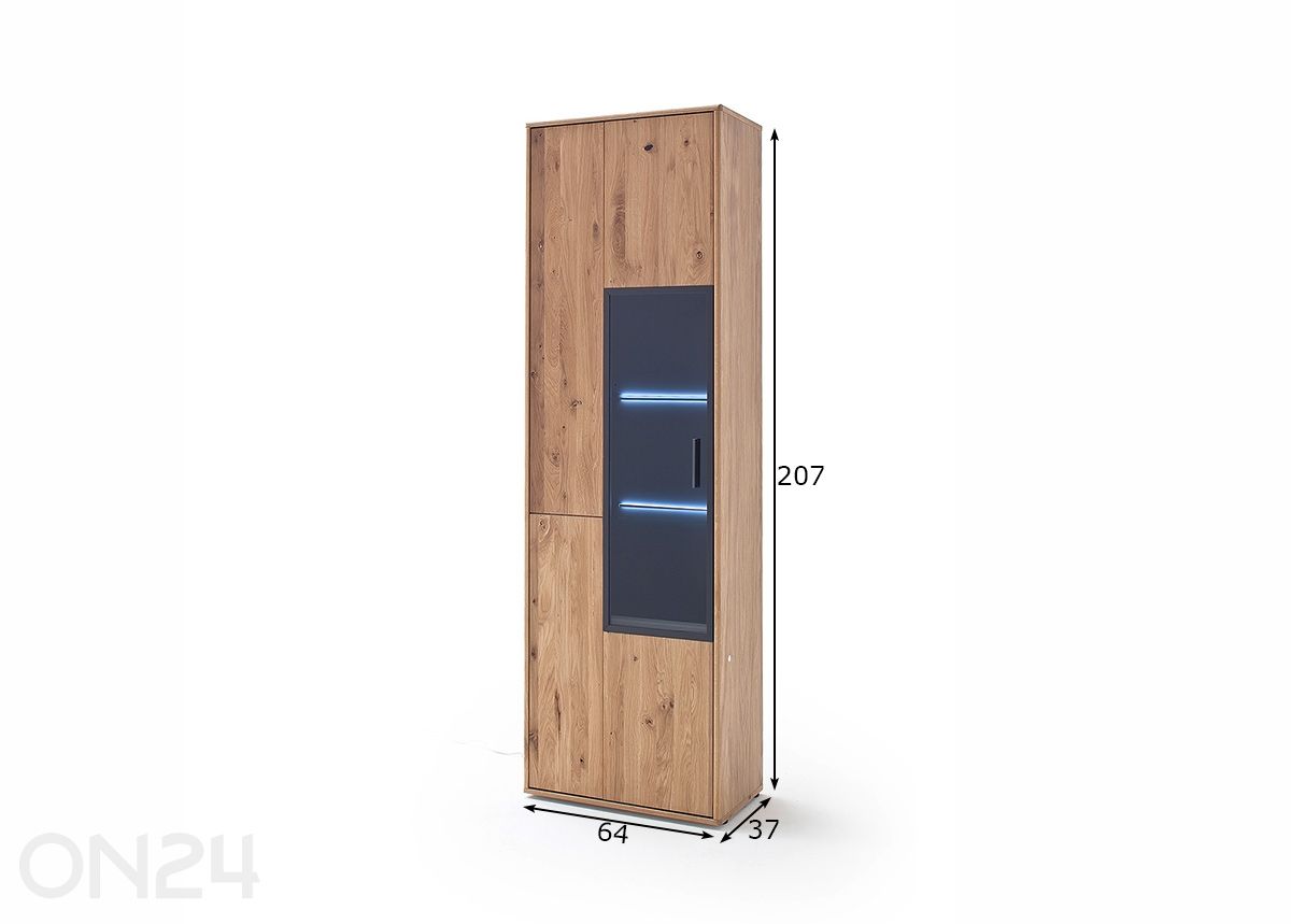 Vitriinikaappi Portland 64 cm kuvasuurennos mitat