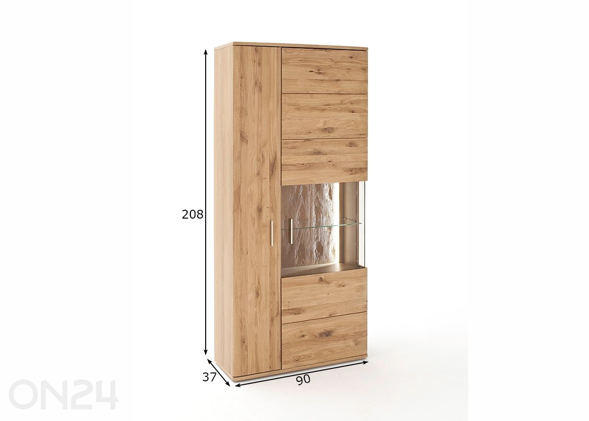 Vitriinikaappi Santori 90 cm kuvasuurennos mitat