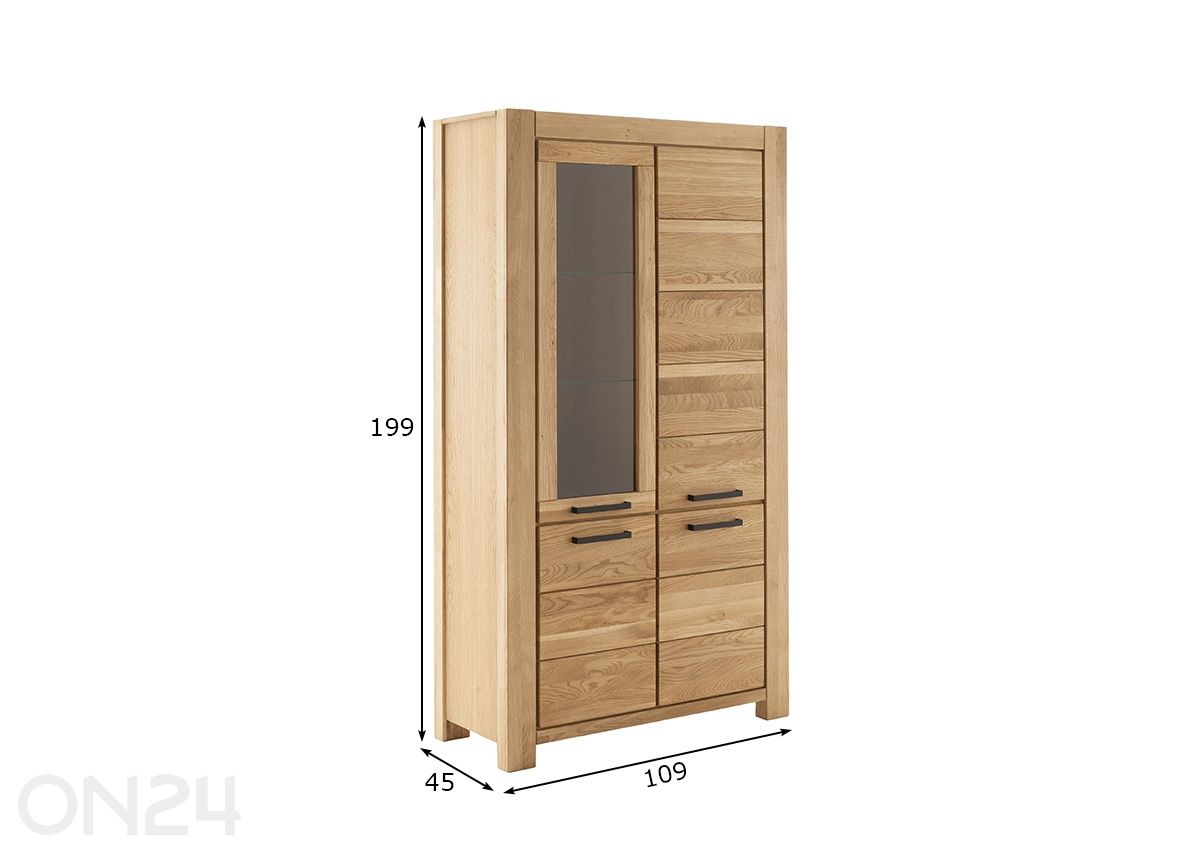 Vitriinikaappi Silias 109 cm kuvasuurennos mitat