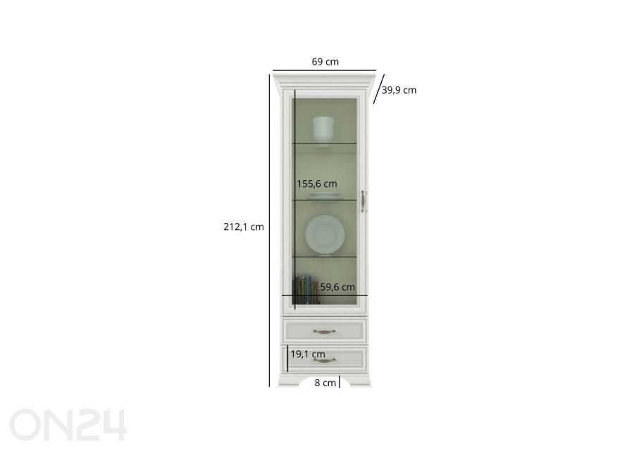 Vitriinikaappi Tiffany II kuvasuurennos mitat