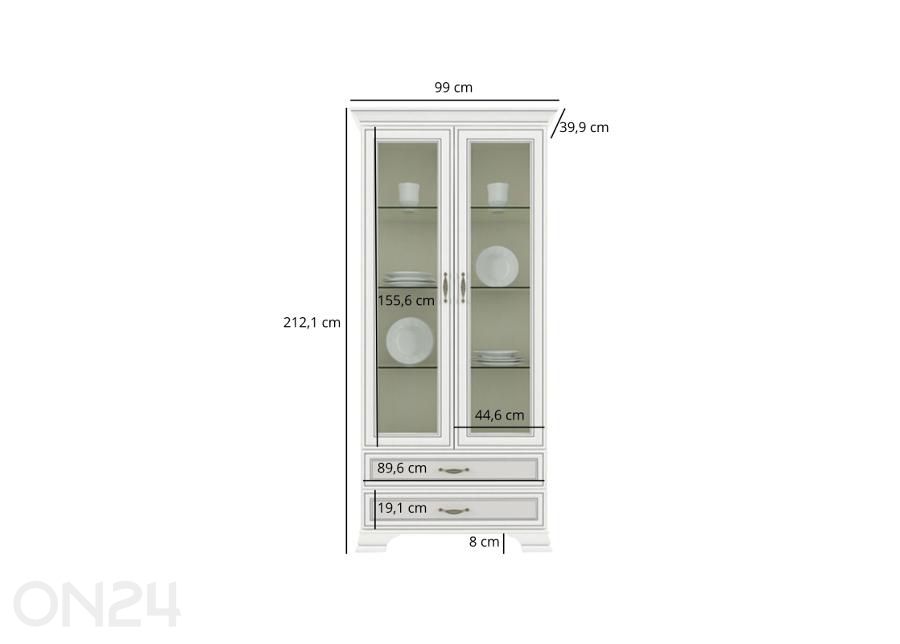 Vitriinikaappi Tiffany II kuvasuurennos mitat