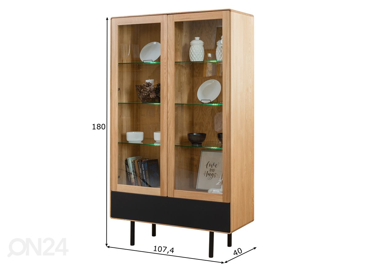 Vitriinikaappi Tokyo 107 cm kuvasuurennos mitat