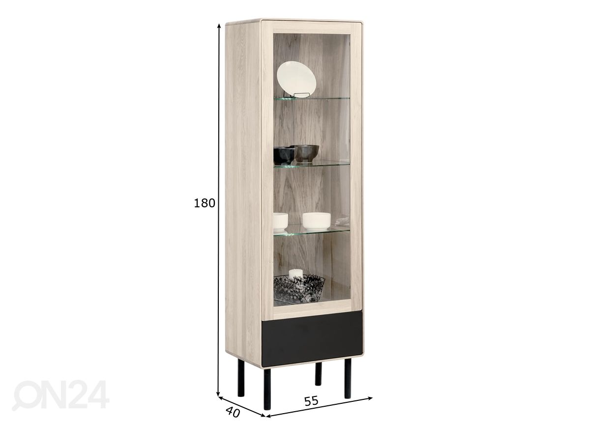 Vitriinikaappi Tokyo 55 cm, valkoinen öljy kuvasuurennos mitat