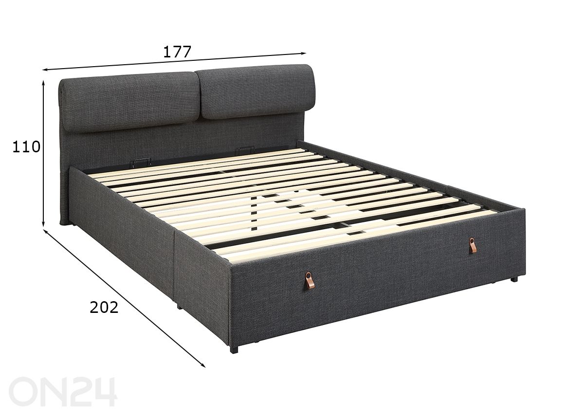 Vuode Kalvi 160x200 cm kuvasuurennos mitat