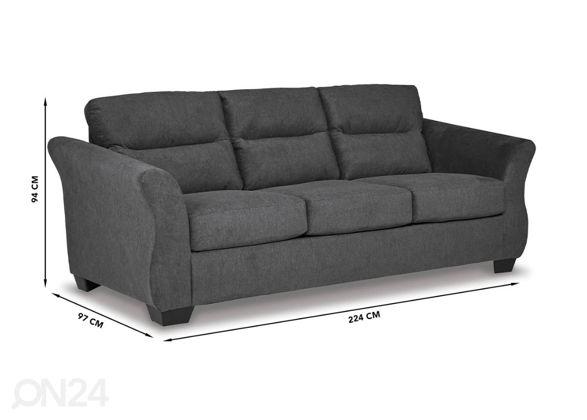 Vuodesohva 224 cm kuvasuurennos mitat