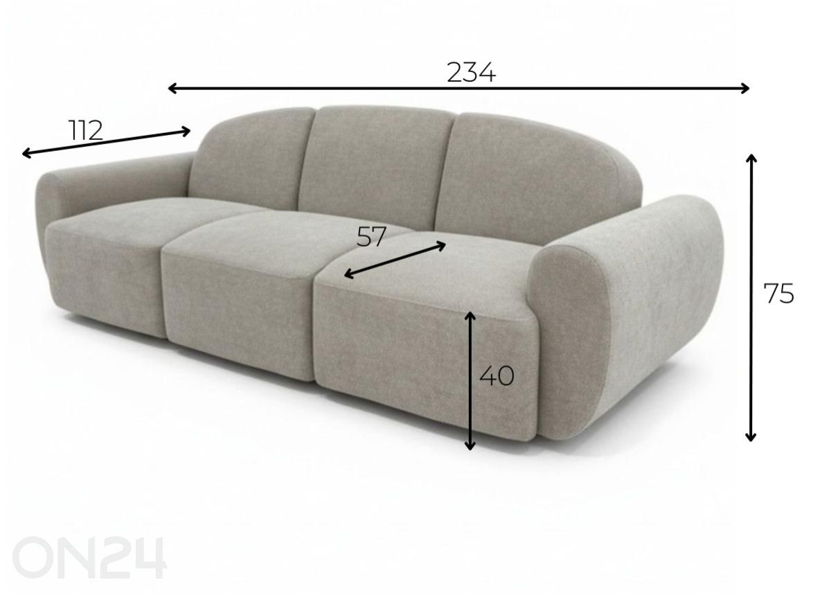 Vuodesohva Codama kuvasuurennos mitat