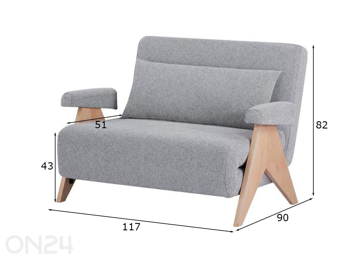Vuodesohva Demra kuvasuurennos mitat