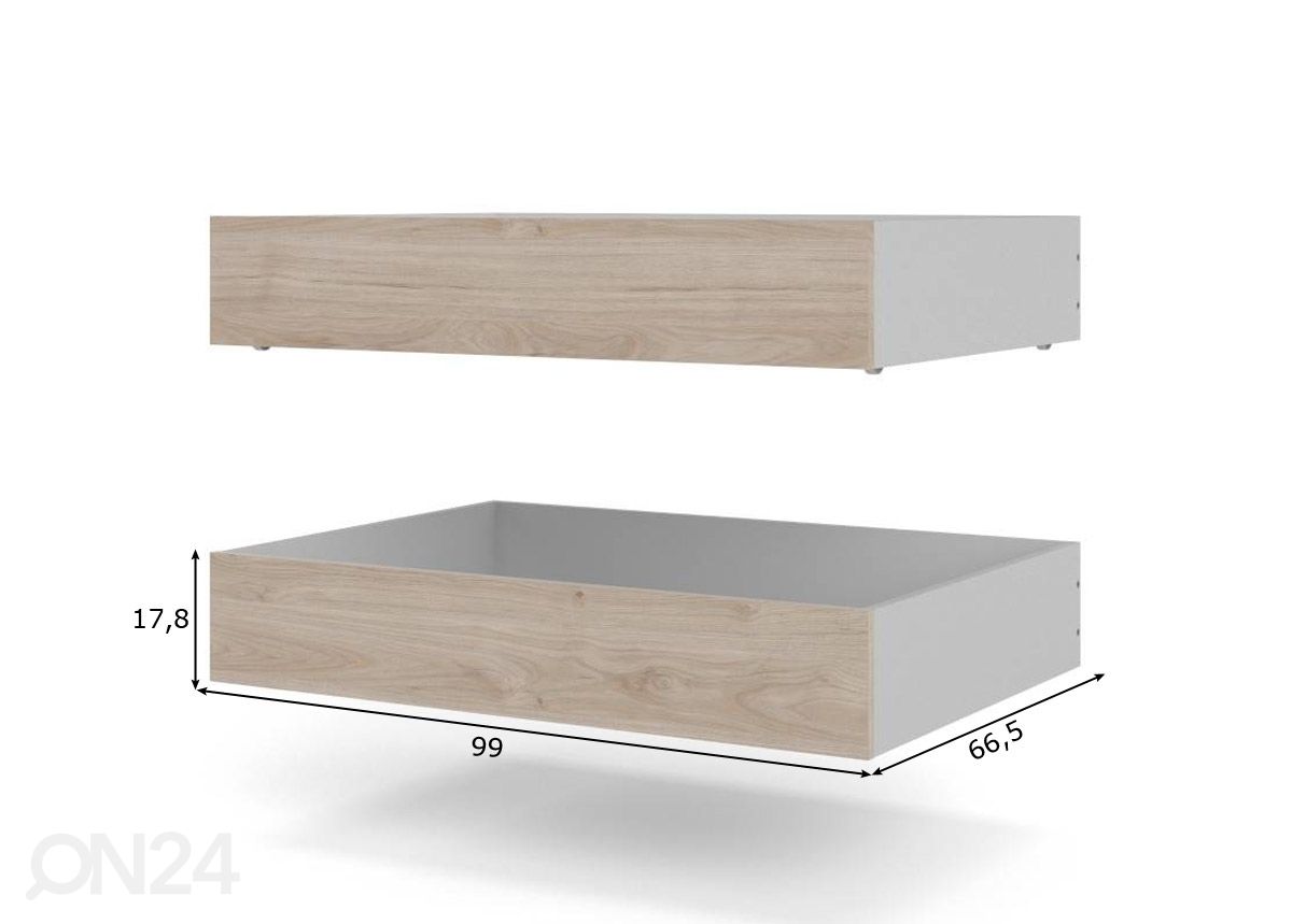 Vuodevaatelaatikot NAIA 99 cm, 2 kpl, hikkori kuvasuurennos mitat