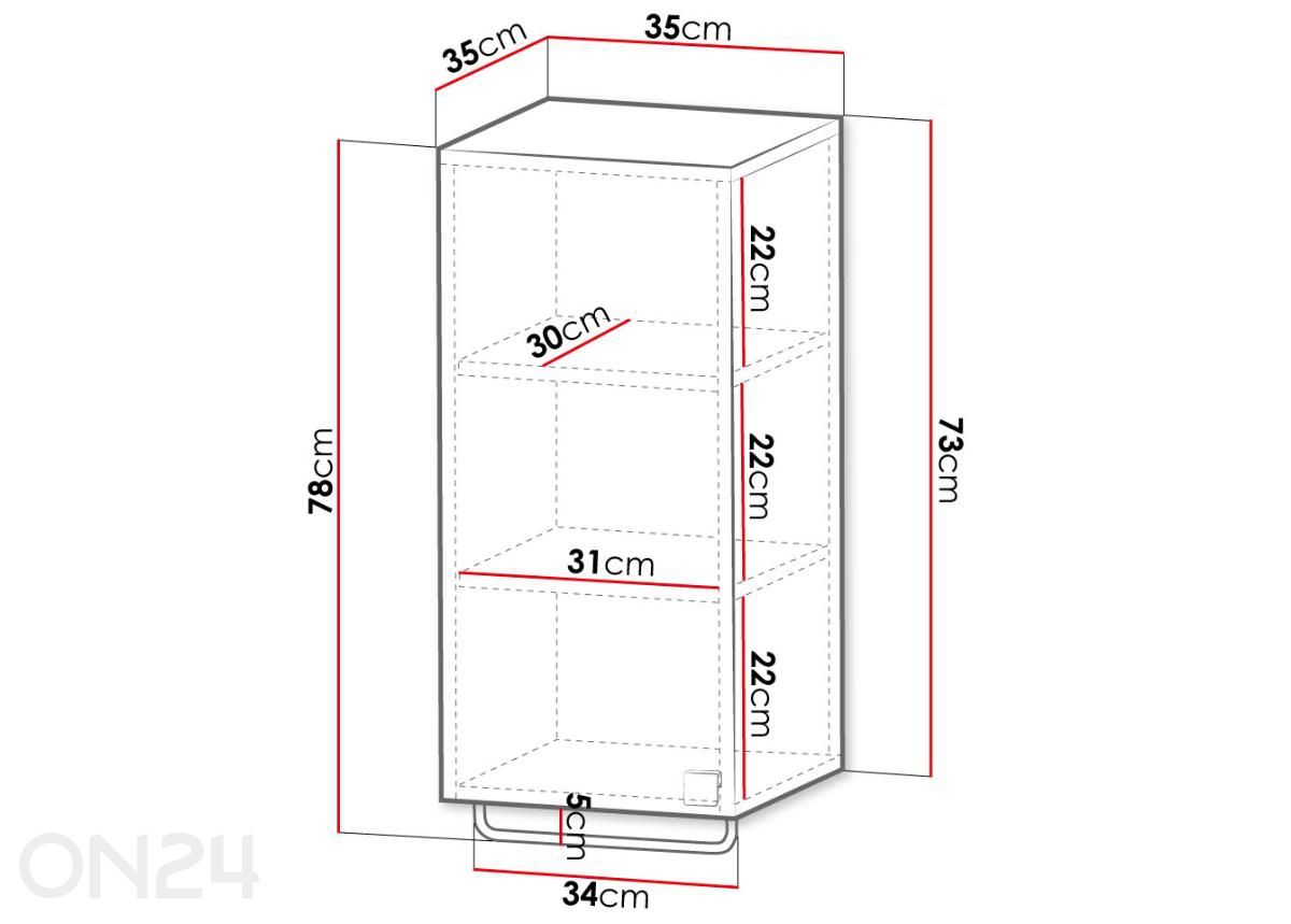 Yläkylpyhuonekaappi Gariano kuvasuurennos mitat