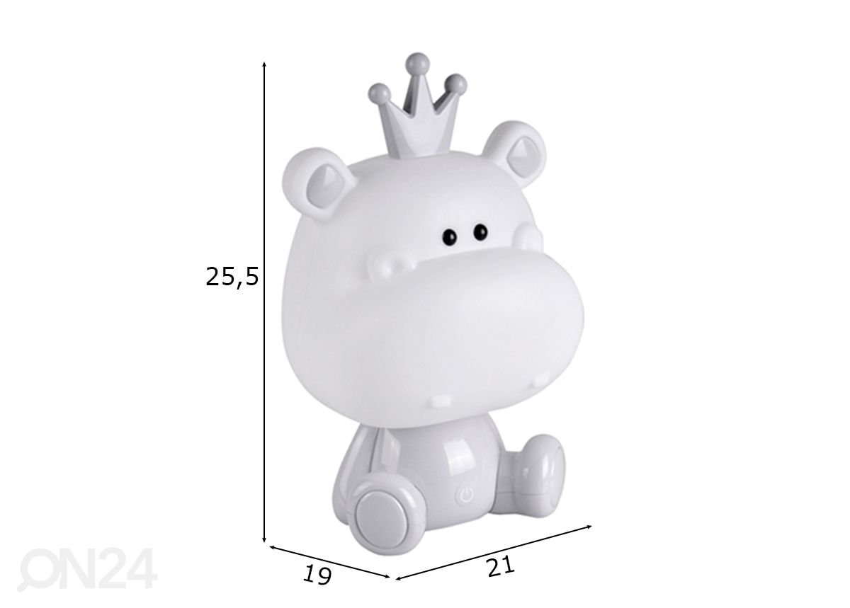 Yölamppu Hipopotam kuvasuurennos mitat