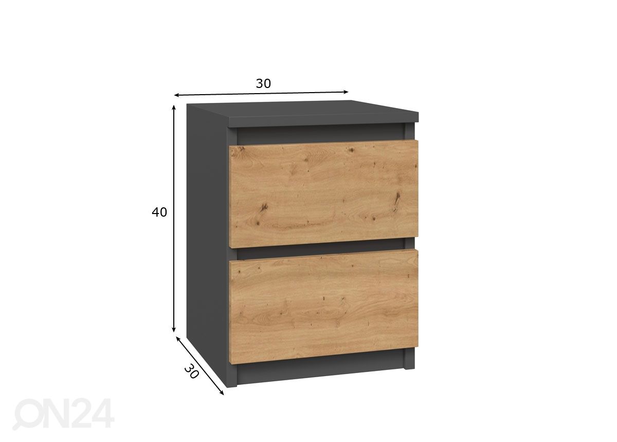Yöpöytä Adonis 30 cm kuvasuurennos mitat