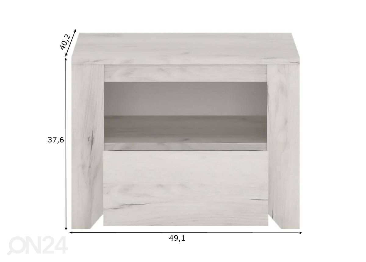 Yöpöytä Angel 49 cm kuvasuurennos mitat